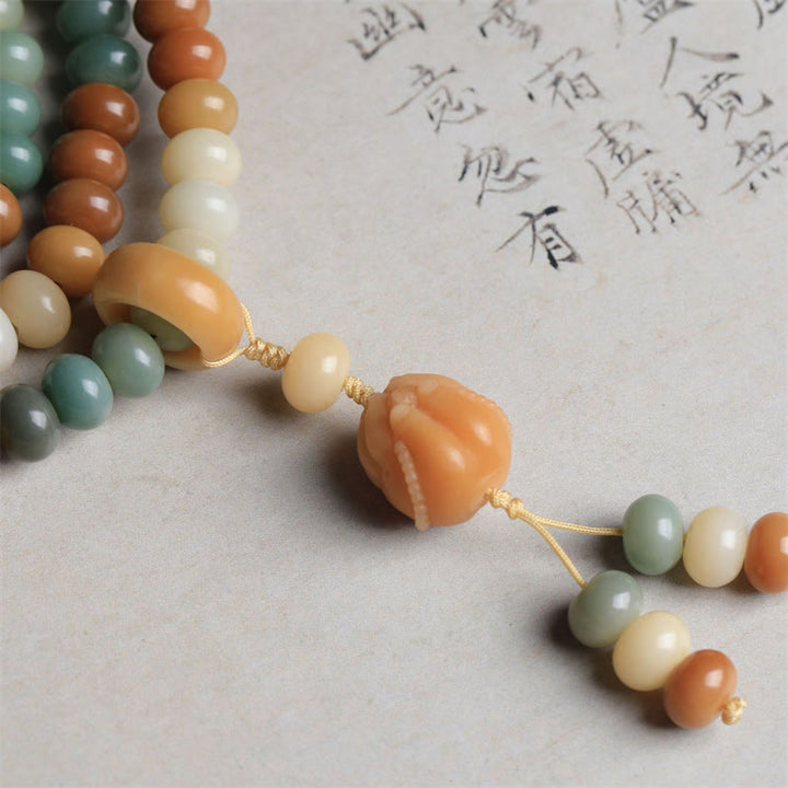 Buddha Stones 108 Mala Beads Gradient Bodhi Seed Buddha Hand Engraved Peace Bracelet - image 5