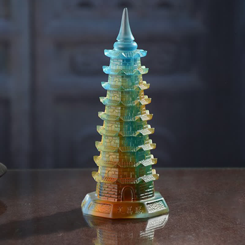 Buddha Stones Feng Shui Wenchang Tower Handmade Liuli Crystal Pagoda Art Piece Luck Home Office Decoration - image 6