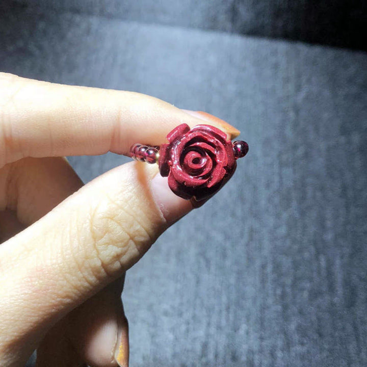 Buddha Stones Garnet Cinnabar Lucky Bead PiXiu Om Mani Padme Hum Rose Protection Ring - image 17