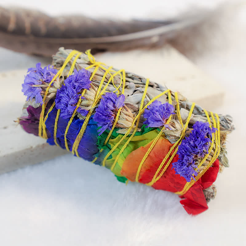 Buddha Stones Colorful Daisy Red Rose Flowers Smudge Stick for Home Cleansing Incense Healing Meditation Smudge Sticks Rituals Set - image 7