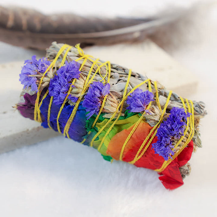 Buddha Stones Colorful Daisy Red Rose Flowers Smudge Stick for Home Cleansing Incense Healing Meditation Smudge Sticks Rituals Set - image 7