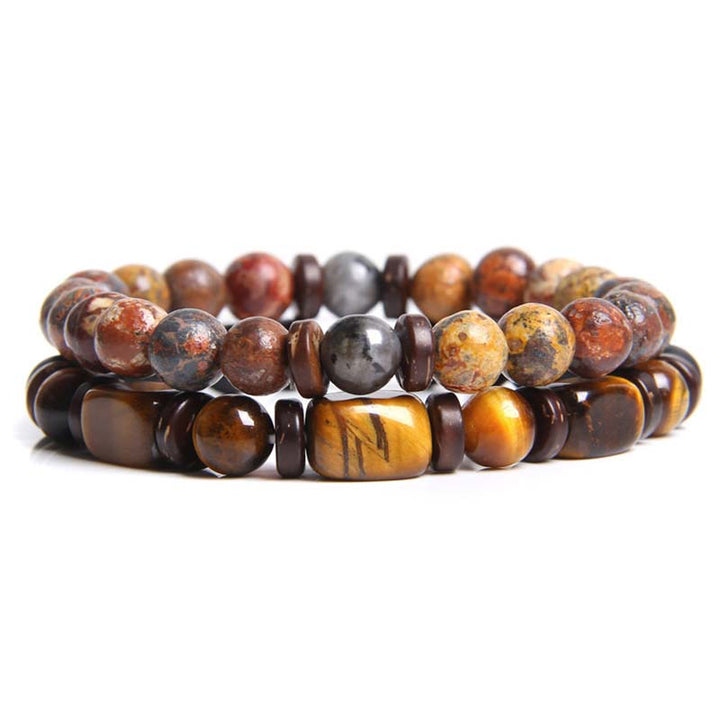 Buddha Stones 2PCS Healing Crystal Emperor Stone Tiger Eye Bead Bracelet - Red Jasper - image 16