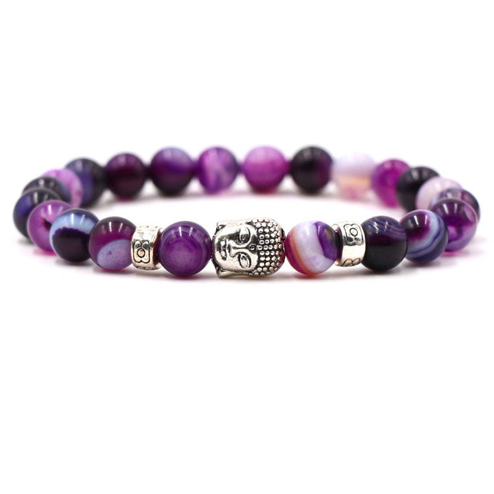 Buddha Stones Purple Agate Protection Bracelet - Purple Agate - image 0