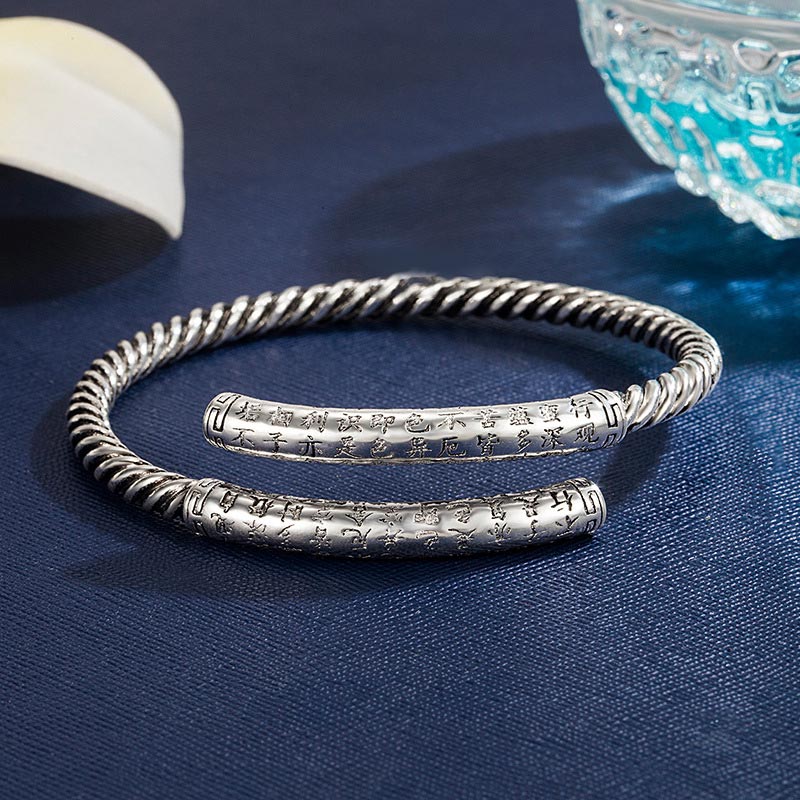 Buddha Stones Tibetan Heart Sutra White Copper Charm Bracelet - image 1