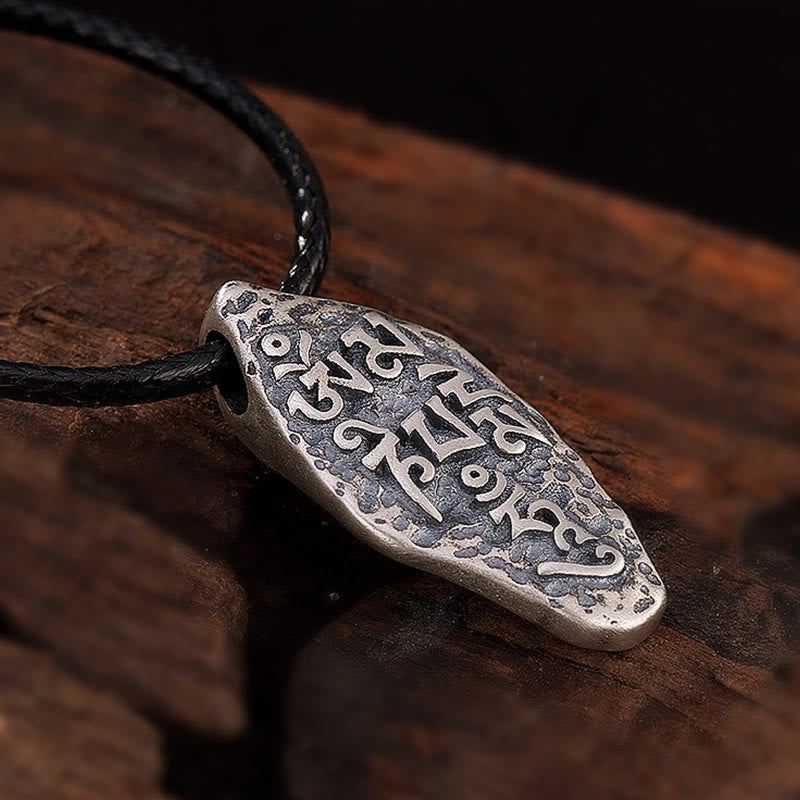 Buddha Stones Tibetan 925 Sterling Silver Om Mani Padme Hum Dorje Vajra Engraved Strength Necklace Pendant - image 6