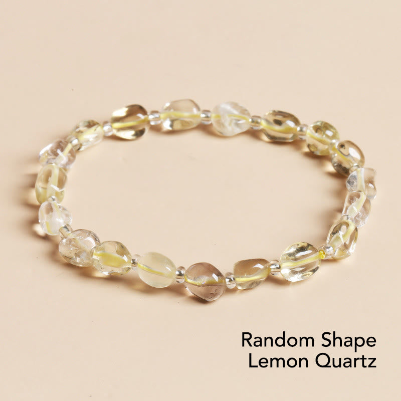 Buddha Stones Natural Irregular Shape Stone Crystal Meditation Balance Bracelet - Random Shape Lemon Quartz - image 32