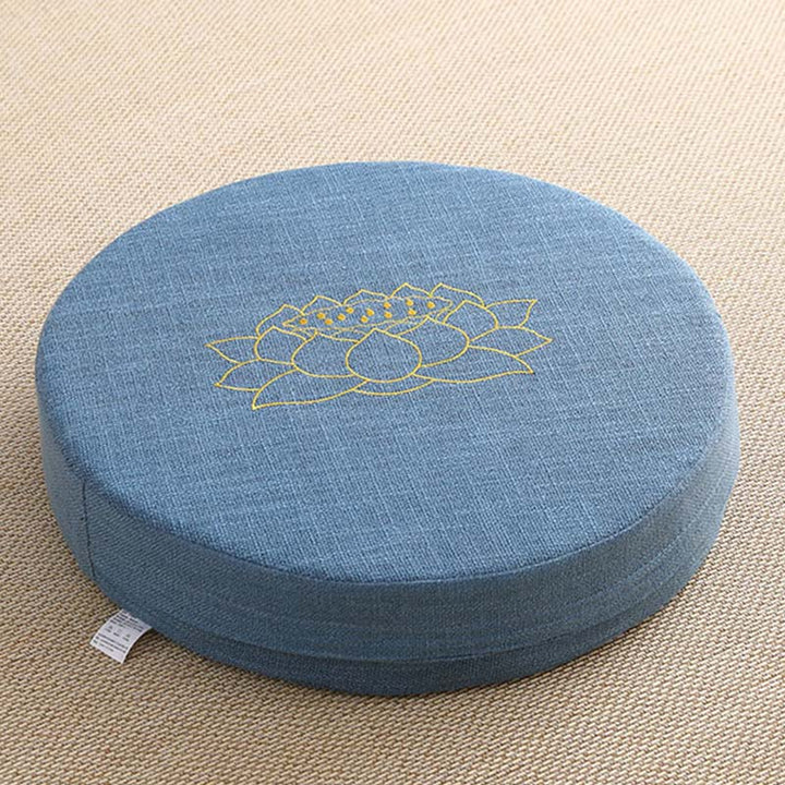 Buddha Stones Lotus Embroidery Cotton Linen Meditation Seat Cushion - Soft - 40cm*10cm - SteelBlue - image 16