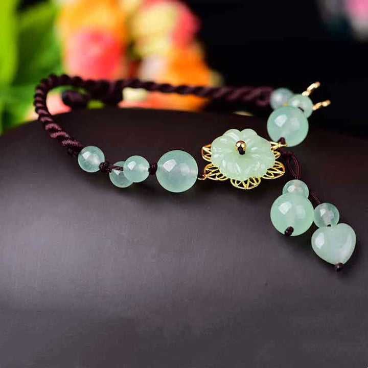 Buddha Stones Flower Jade Butterfly Luck Abundance Charm Anklet - image 1