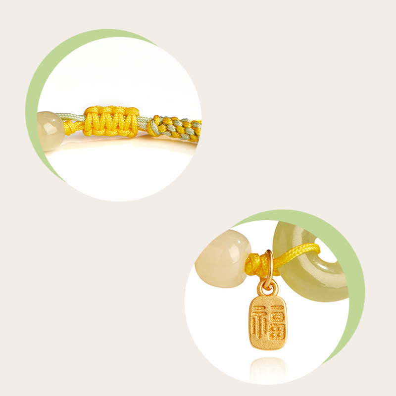 Buddha Stones 925 Sterling Silver Hetian Jade Peace Buckle Beaded Luck Happiness Charm Bracelet - image 8