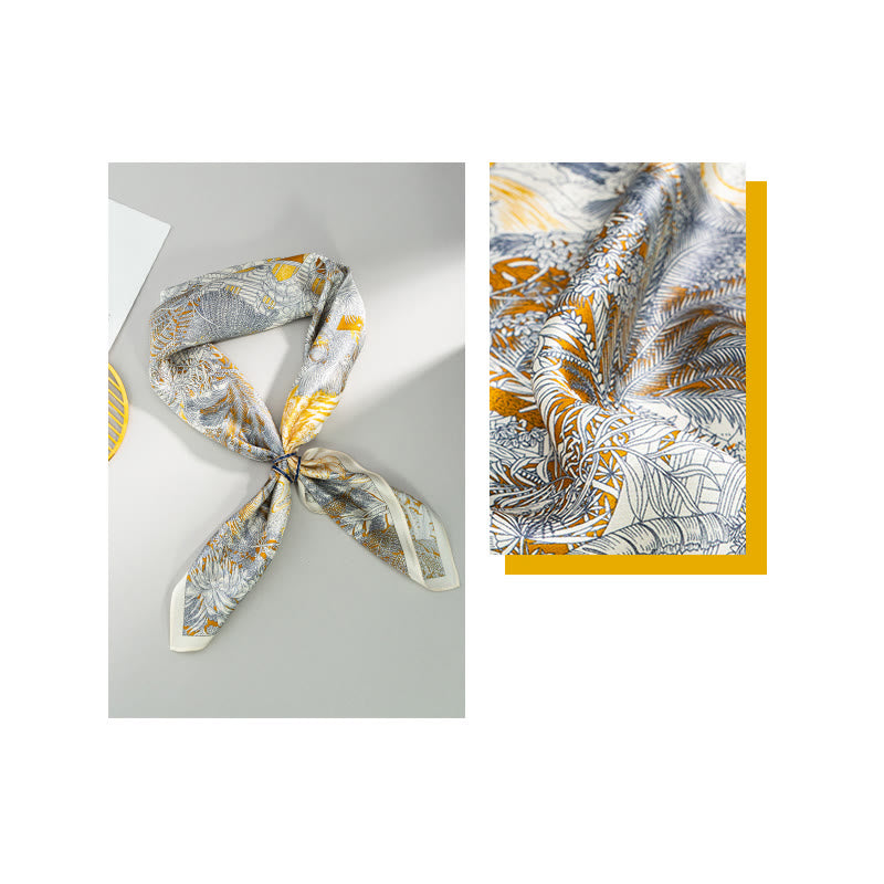 Buddha Stones Jungle Oil Painting Auspicious Clouds 100% Mulberry Silk Scarf Premium Grade 6A Double-sided Silk Neck Scarf - image 6