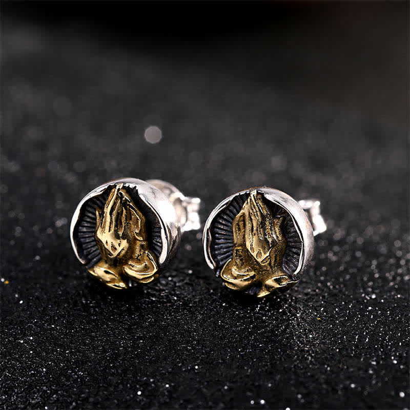 Buddha Stones 925 Sterling Silver Namaste Equality Stud Earrings - image 9