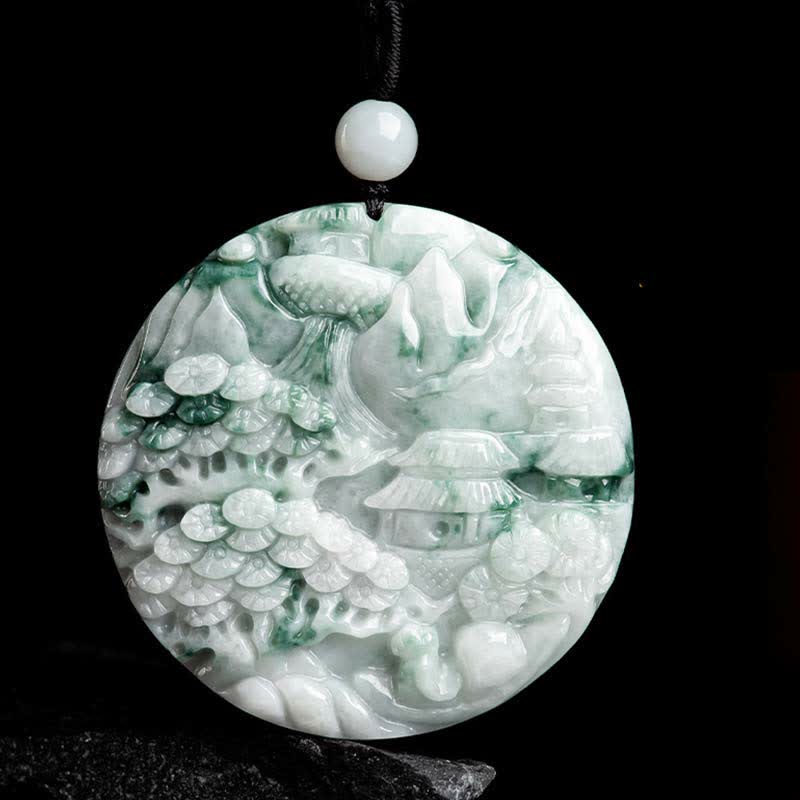 Buddha Stones Mountain Landscape Jade Abundance String Necklace - image 8