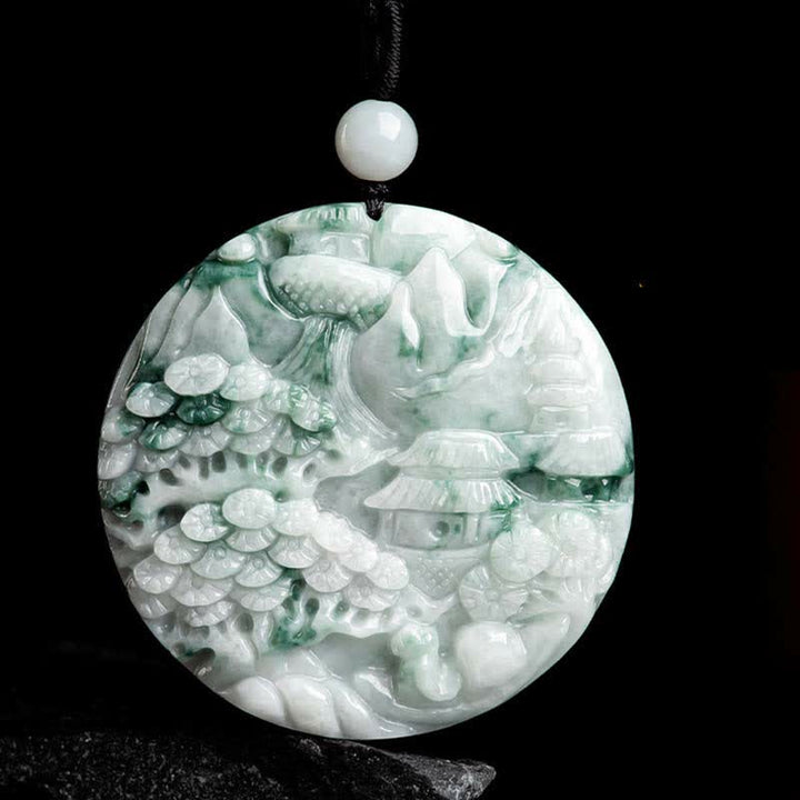 Buddha Stones Mountain Landscape Jade Abundance String Necklace - image 8