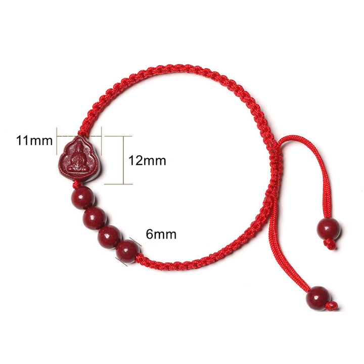 Buddha Stones Laughing Buddha Avalokitesvara Cinnabar Blessing String Bracelet - image 7