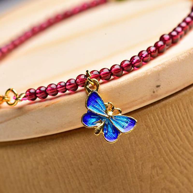 Garnet Tourmaline Butterfly Protection Bracelet Anklet - image 9