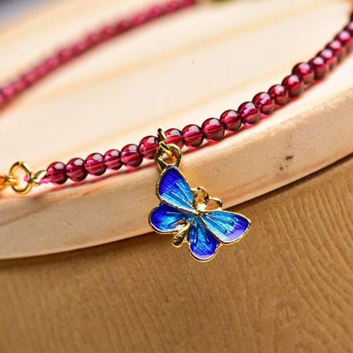 Garnet Tourmaline Butterfly Protection Bracelet Anklet - image 9