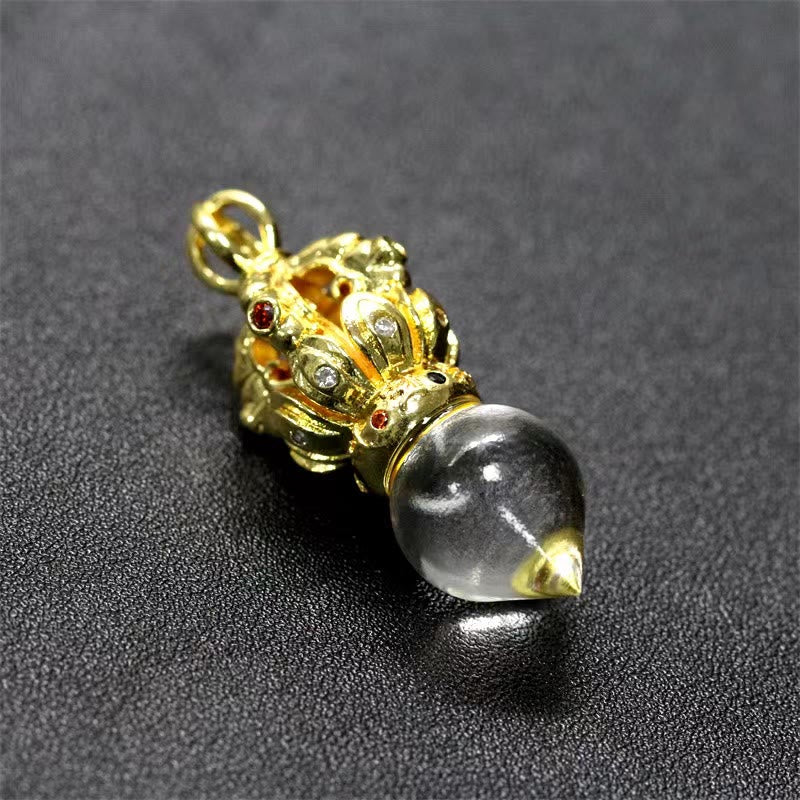 Buddha Stones Tibetan Dorje Vajra 4 Prong Lotus Liuli Crystal Strength Necklace Pendant - image 24
