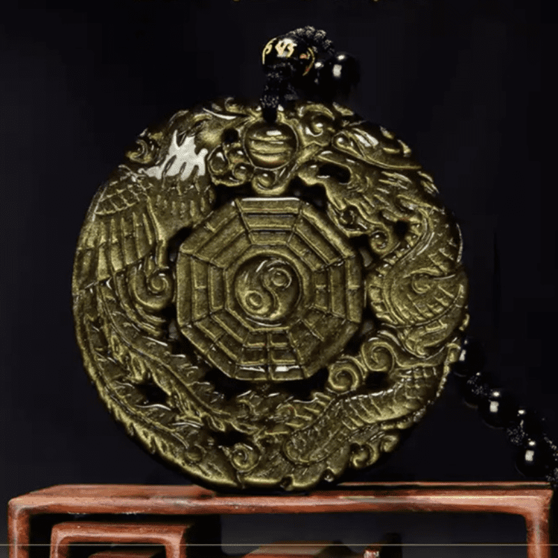 Buddha Stones Golden Obsidian Healing Energy Necklace Pendant - Golden Obsidian Necklace - image 0