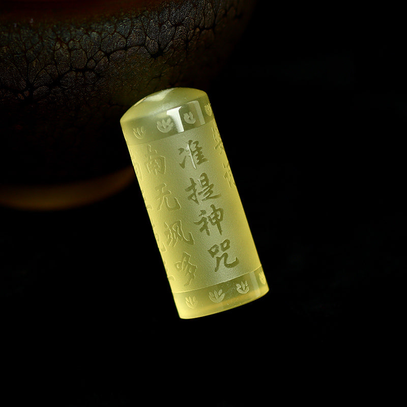 Heart Sutra Citrine Happiness Strength Necklace Pendant - Namaḥ saptānāṃ - image 15