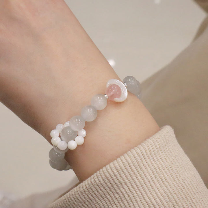 Buddha Stones 925 Sterling Silver Natural Amethyst Aquamarine Pink Crystal Cat's Eye Healing Crescent Moon Bracelet - image 20