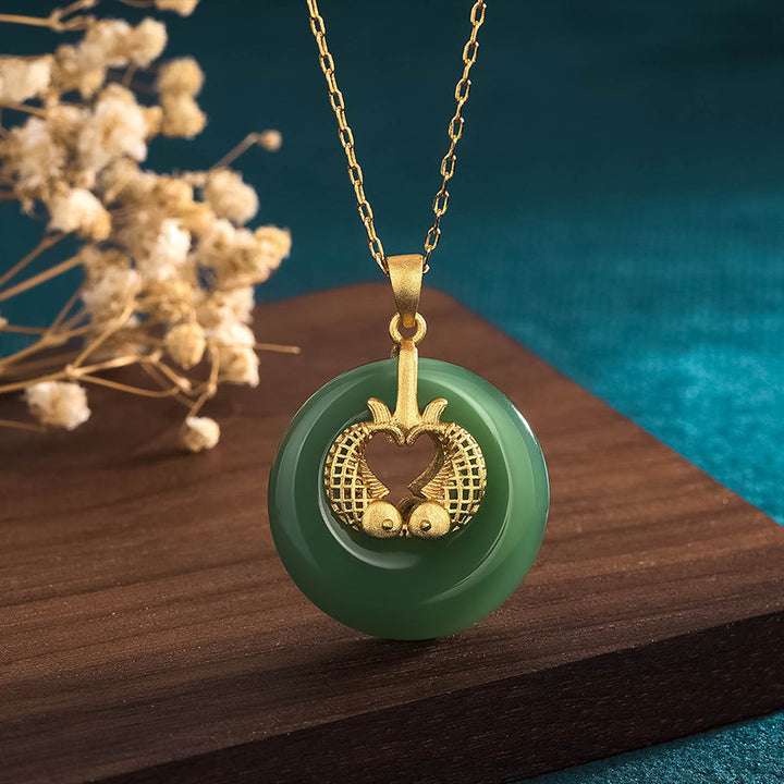 Buddha Stones Cyan Jade Koi Fish Luck Necklace Pendant - Cyan Jade (Success ♥ Luck) - image 0
