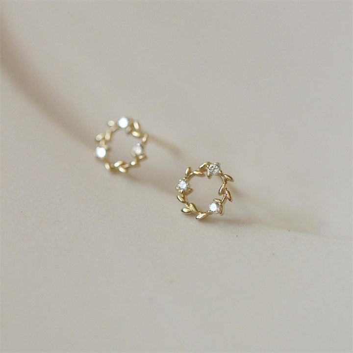 Buddha Stones 925 Sterling Silver Posts Copper Metal Tiny Wreath Stud Blessing Flower Earrings - image 5