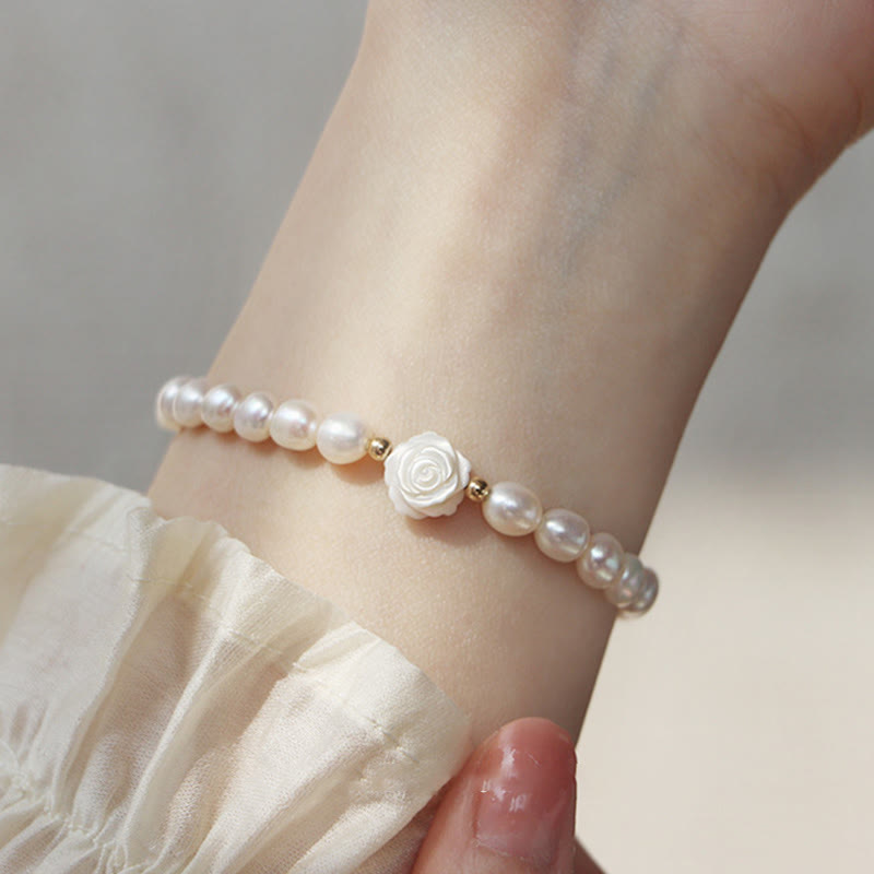 Buddha Stones Natural Flower Pearl Sincerity Bead Bracelet - Flower Pearl - image 1