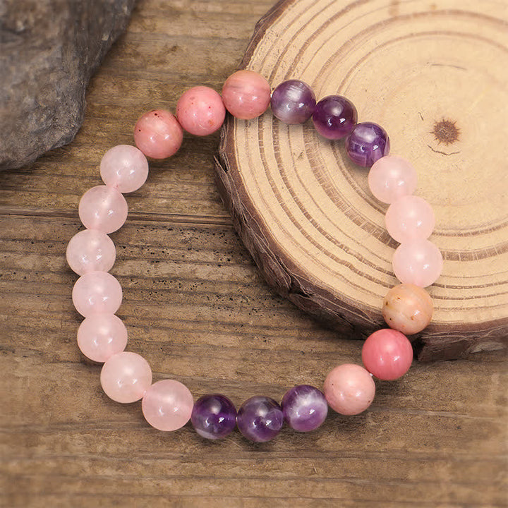 Buddha Stones 108 Mala Beads Amethyst Rose Quartz Spiritual Healing Tassel Bracelet - image 4