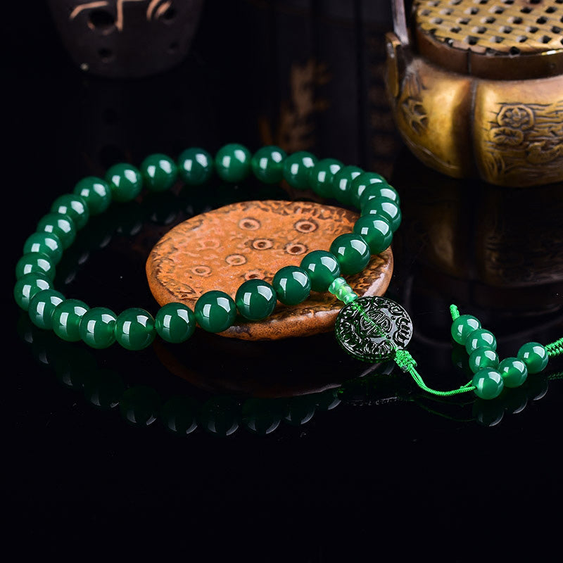 Buddha Stones Natural Green Agate Wrist Mala Manifestation Pocket Mala Car Decoration - image 3