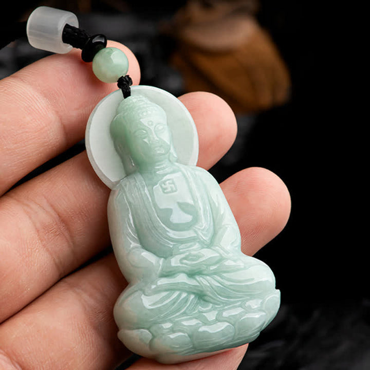 Buddha Stones Amitabha Buddha Jade Amulet Compassion String Necklace - image 12