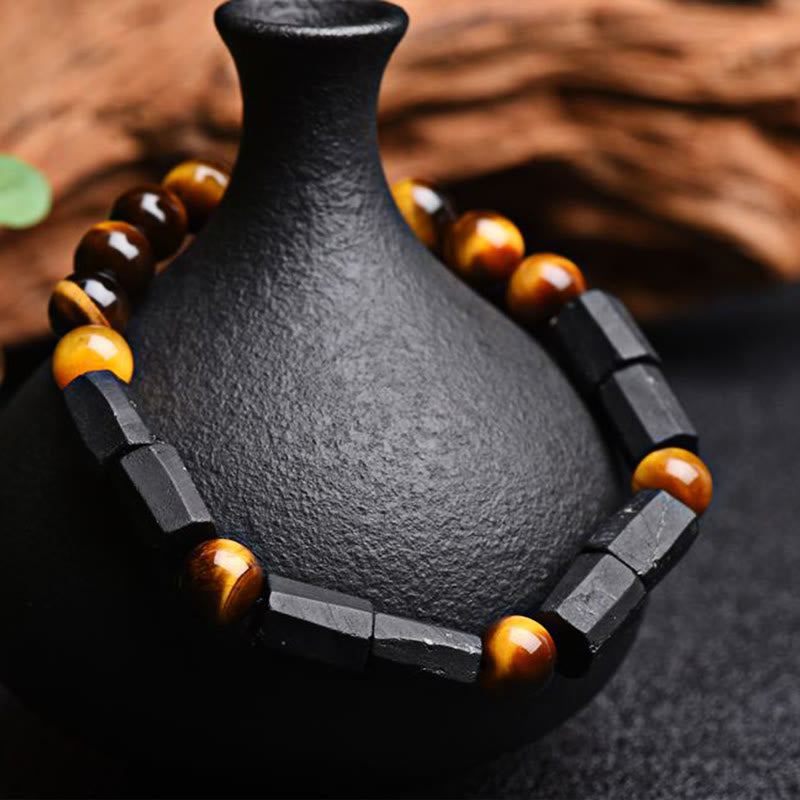 Buddha Stones Natural Black Tourmaline Tiger Eye Positive Bracelet - image 3
