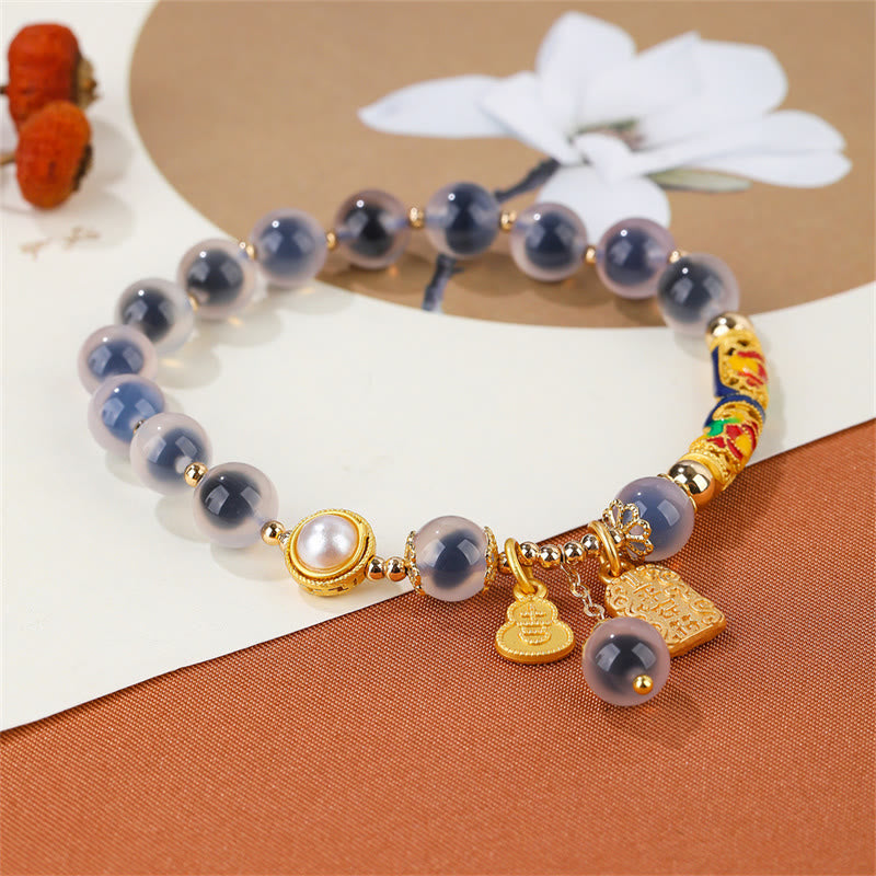 Buddha Stones Natural Blue Candy Agate Amulet Strength Bracelet - image 4