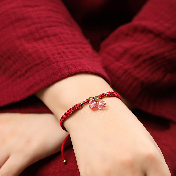 Buddha Stones Natural Strawberry Quartz Amethyst Green Phantom Bead Positive Bracelet - image 8