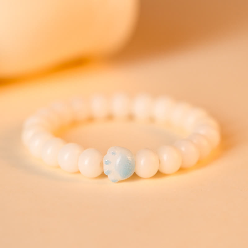 Buddha Stones Natural Bodhi Seed Lovely Paw Lucky Cat Paw Peace Bracelet - Blue - image 8
