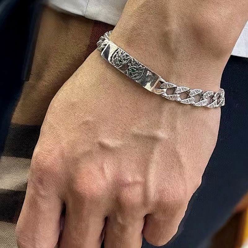 Buddha Stones Tiger Tang Dynasty Flower Design Copper Luck Chain Bracelet - image 10