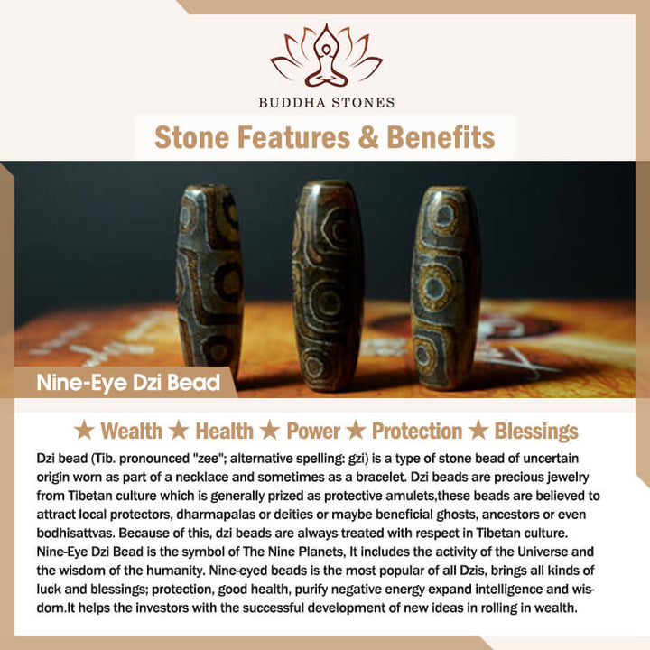 Buddha Stones Tibetan Medicine Buddha Nine-Eye Dzi Bead Protection Necklace Pendant - image 8