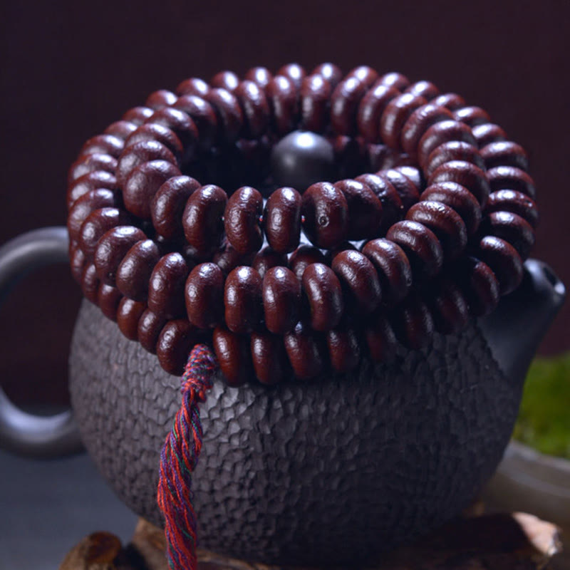 Buddha Stones Natural Tibet 108 Mala Beads Purple Bodhi Seed Wealth Bracelet - image 1