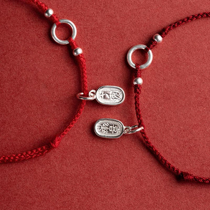 Buddha Stones 925 Sterling Silver Lucky Fortune Peace Joy Lotus Peace Buckle Red String Bracelet - image 11
