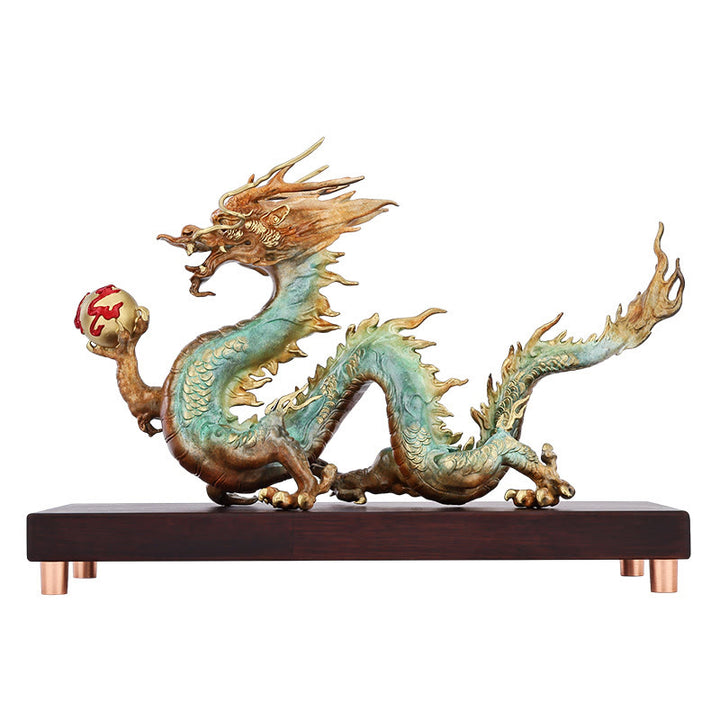 Buddha Stones Year Of The Dragon Auspicious Dragon Brass Copper Luck Success Office Decoration - image 12