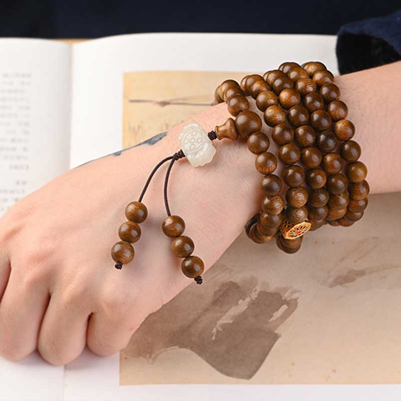 Buddha Stones Tibetan Rosewood Protection Calm Bracelet Mala - image 14