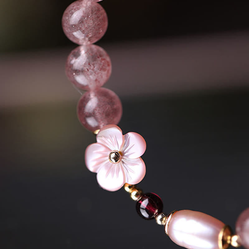Buddha Stones Strawberry Quartz Peach Blossom Love Bracelet - image 5