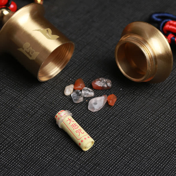 Buddha Stones Tibet Om Mani Padme Hum Prayer Wheel Nine Palace Eight Trigrams Copper Car Hanging Decoration - image 8