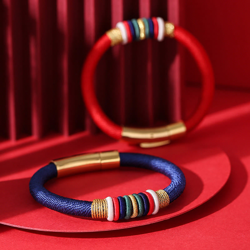 Buddha Stones Tibetan Handmade Colorful King Kong Knot Five Elements Luck Braid String Bracelet - image 1