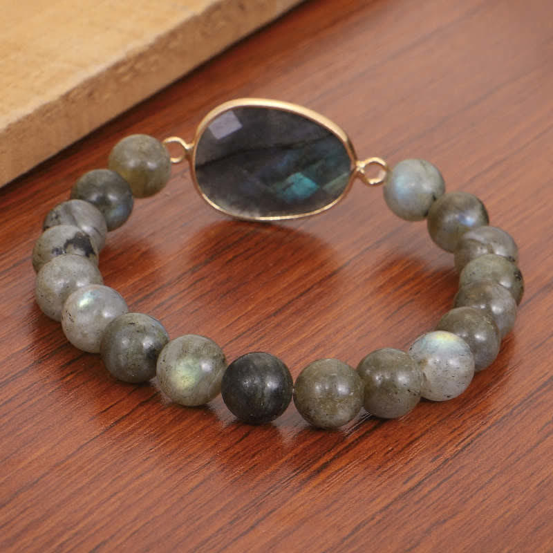 Buddha Stones Natural Labradorite Moonstone Support Healing Beaded Bracelet - image 6