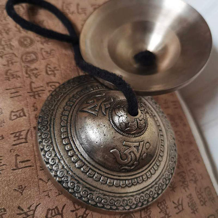 Buddha Stones Tibetan Tingsha Bell Auspicious Cloud Six True Words Copper Wealth Decoration - Six True Words - image 9