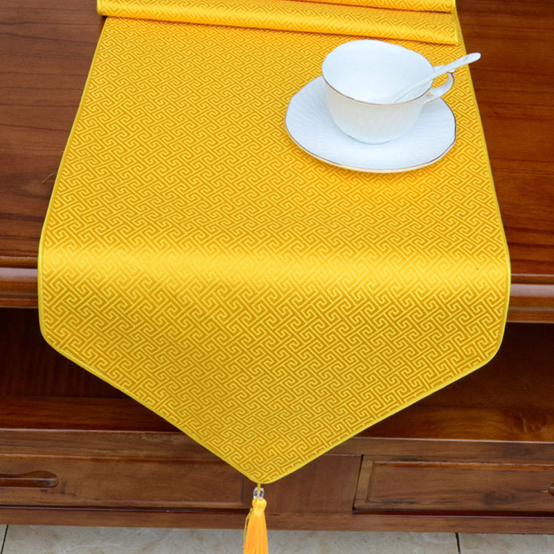 Prayer Altar Flower Vajra Dragon Pattern Tibetan Auspicious Symbols Tassels Jacquard Table Runner - image 16