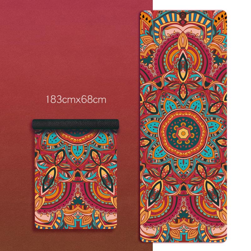 Buddha Stones Tibetan Mandala Elephant Lotus Koi Fish Mindful Natural Rubber Yoga Mat Decoration - image 1