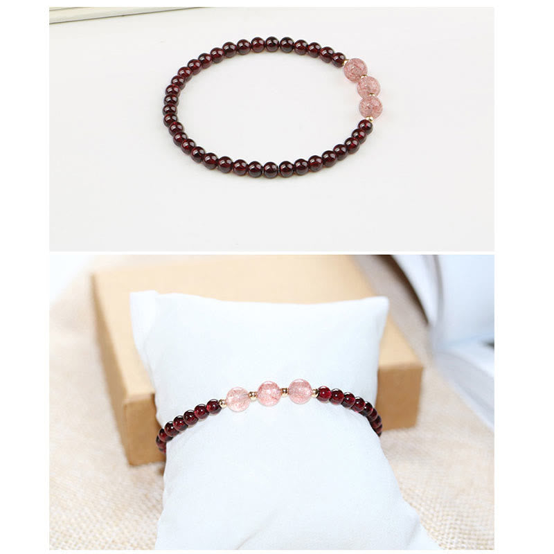 Buddha Stones Natural Garnet Strawberry Quartz Calm Bracelet - image 14
