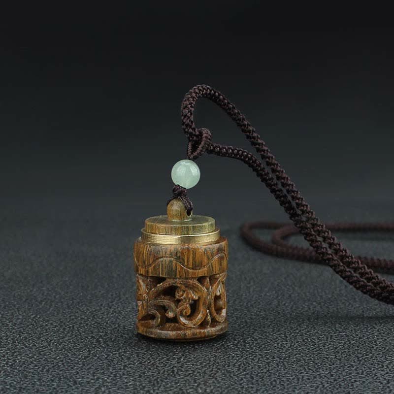 Buddha Stones Tibet Green Sandalwood Rosewood Om Mani Padme Hum Lotus Positive Soothing Necklace Pendant - image 14