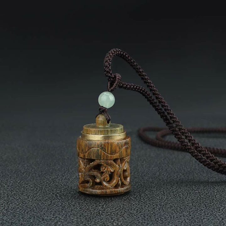 Buddha Stones Tibet Green Sandalwood Rosewood Om Mani Padme Hum Lotus Positive Soothing Necklace Pendant - image 14